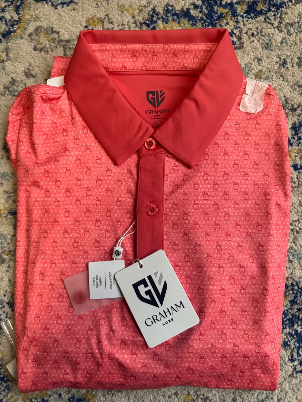 Graham Luxe Georgia Peach Polo Shirt size L - NWT